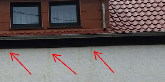 Nicht ordnungsgemäße Entwässerung der Unterspannbahn am Dach