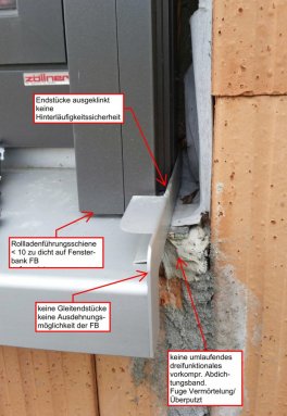 Fehlerhafter Fensterbankanschluss